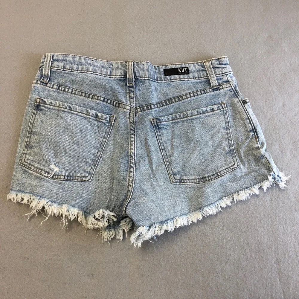 Kut From The Kloth Jane High Rise Shorts Womens 4 Blue Denim Cutoff Distressed